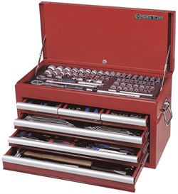 Универсальный набор инструмента King Tony c выдвижным ящиком, 1/2, 1/4, 3/8DR, 219 предметов 911-000CR - фото 121551