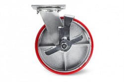 Колесо большегрузное поворотное SCpb 55 125 мм полиуретановое с тормозом (F), шт - фото 157398