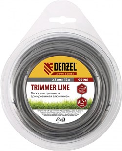 Леска для триммера, армированная алюминием, X-Pro, звезда, 2 мм х 15 м, блистер. Россия. DENZEL - фото 246736