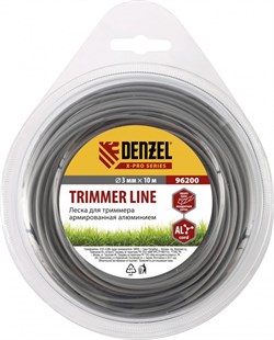 Леска для триммера, армированная алюминием, X-Pro, квадрат витой, 3 мм х 10 м, блистер. Россия. DENZEL - фото 246742