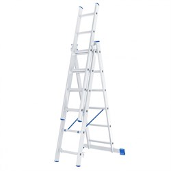 Алюминиевая трехсекционная лестница Сибртех 3x6 ступеней 97816 - фото 249677