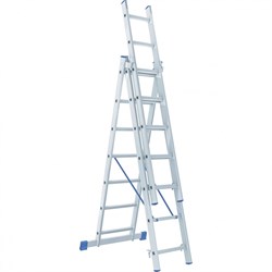Алюминиевая трехсекционная лестница Сибртех 3x7 ступеней 97817 - фото 249678