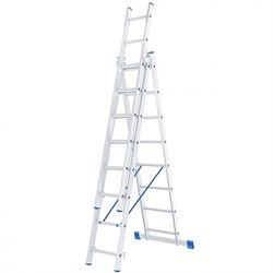 Алюминиевая трехсекционная лестница Сибртех 3x8 ступеней 97818 - фото 249679