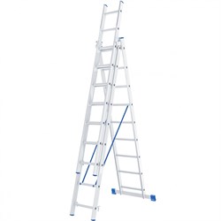 Алюминиевая трехсекционная лестница Сибртех 3x9 ступеней 97819 - фото 249680
