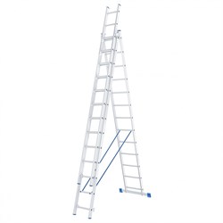 Алюминиевая трехсекционная лестница Сибртех 3x13 ступеней 97823 - фото 249897
