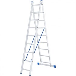 Алюминиевая двухсекционная лестница Сибртех 2x9 ступеней 97909 - фото 250083