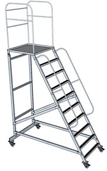 Передвижная лестница с платформой ЛСА-1,0 (цепочка,перила, ступень 160мм) - фото 252026