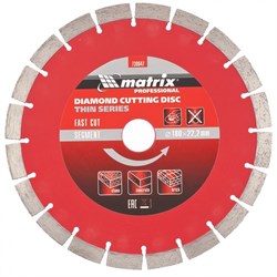 Сегментный алмазный тонкий диск Matrix Professional 180x22,2 мм 730647 - фото 256886