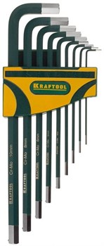 Набор удлиненных имбусовых ключей Kraftool Industrie Hex 9шт 27443-H9 - фото 262960