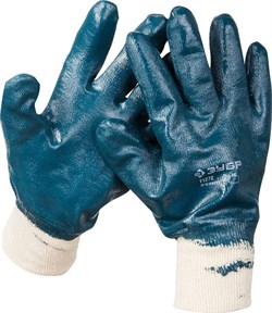 ЗУБР  HARD   р.L(9), с манжетой, с нитриловым покрытием, масло-бензостойкие, износостойкие,прочные перчатки, Профессионал (11272-L) - фото 264320