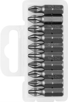 ЗУБР  10 шт, PH2 25 мм, Кованые биты (26001-2-25-10) - фото 265551