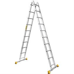 Алюминиевая двухсекционная шарнирная лестница Алюмет 2x9 Т209 - фото 274815