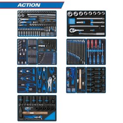 Набор инструментов ACTION для тележки King Tony 327 предметов в 15 ложементах 934-327MRVD - фото 276068