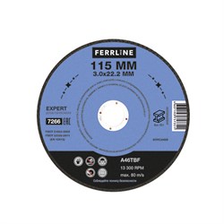Отрезной круг по металлу FoxWeld FerrLine Expert 115 х 3 х 22,2 мм A46TBF - фото 315445