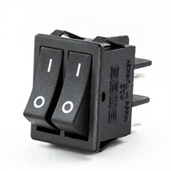 Двухклавишный выключатель EMAS без подсветки, черные клавиши A12B1H10 - фото 322725