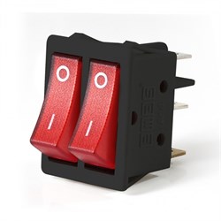 Двухклавишный выключатель EMAS с подсветкой, красные клавиши  A12B1K11 - фото 322729