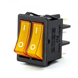 Двухклавишный выключатель Emas с подсветкой, жёлтые клавиши  A12B1S11 - фото 322736