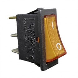 Клавишный выключатель EMAS с подсветкой, желтая клавиша A21B1S11 - фото 322771