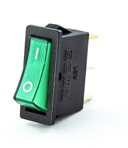 Клавишный выключатель EMAS с подсветкой, зеленая клавиша A21B1Y11 - фото 322777