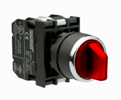 Переключатель EMAS 2-0-1 с подсветкой неон, с фиксацией, красный, 2НО B131SL30K - фото 323191