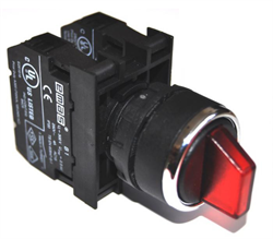Переключатель EMAS 2-0-1 с подсветкой светодиод 100-230V AC, с фиксацией, красный 2НО B1K1SL30K - фото 323224