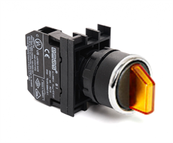 Переключатель EMAS 0-1 с подсветкой светодиод 100-230V AC, с фиксацией, желтый 1НО B1S0SL20S - фото 323227