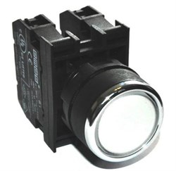 Нажимная кнопка EMAS белая с подсветкой белым cветодиодом 100-230V AC (1НО+1НЗ) B1B2DB - фото 323304