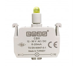 Блок-контакт подсветки EMAS с желтым светодиодом 12-30V AC/DC CB8 - фото 323698