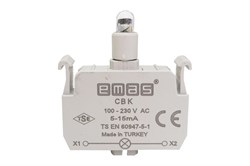 Блок-контакт подсветки EMAS с красным светодиодом 100-230V AC CBK - фото 323705