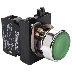 Нажимная кнопка EMAS зеленая с подсветкой зеленым cветодиодом 100-230V AC (1НЗ) CM2Y0DY - фото 323989
