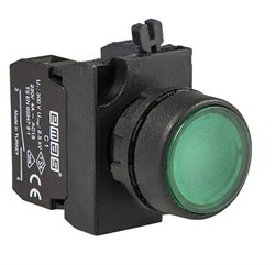 Нажимная кнопка EMAS с подсветкой зеленый светодиод 12-30V AC/DC, зеленая (2НЗ) CP292DY - фото 324030