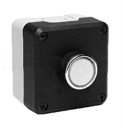 Пост EMAS черно-серый с белой кнопкой кнопкой (1НО+1НЗ) P1C304DB - фото 326869