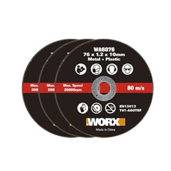 Отрезной диск по металлу WORX WA6076.3 76x1,2x10 мм, 3 шт - фото 335582