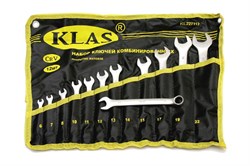 Набор комбинированных ключей KLAS 10 пр. (6,8,10,12,13,14,15,17,19,22) сумка, матовые KL227110 - фото 348356