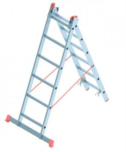 Алюминиевая двухсекционная лестница Sarayli 2x6 ступеней 4206 - фото 350323