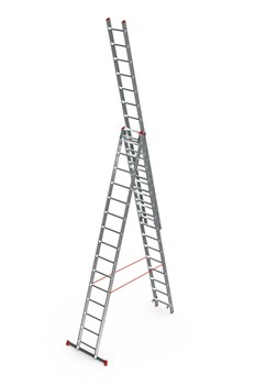 Алюминиевая трехсекционная лестница Sarayli Pro 3x9 ступеней 4309P - фото 350469