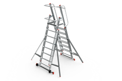 Двусторонняя складная лестница-платформа на колесах Sarayli 2x5+2x5 8104-C - фото 350756