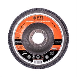 Лепестковый круг для шлифования по нержавеющей стали FoxWeld FTL Everest 27 125 х 22,2 мм P100 - фото 363079