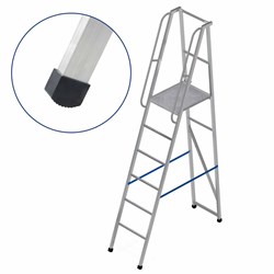 Алюминиевая лестница-платформа Мегал фиксированной высоты с резиновыми башмаками ЛПФВА Н=1,0-2 - фото 377212