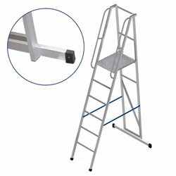 Алюминиевая лестница-платформа Мегал фиксированной высоты с траверсой ЛПФВА Н=1,5-4 - фото 377296