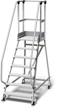 Односторонняя передвижная лестница-платформа Krause Stabilo с высоким ограждением 7 ступеней 820679 - фото 386430