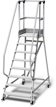 Односторонняя передвижная лестница-платформа Krause Stabilo с высоким ограждением 8 ступеней 820686 - фото 386436