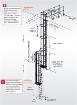 Стационарная многомаршевая лестница для зданий Krause (алюминий) 12,60 м для лиц без опыта 838483 - фото 386509
