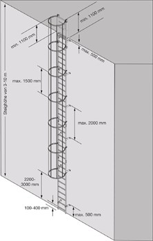 Стационарная одномаршевая лестница для оборудования Krause (сталь) 5,60 м без перехода 836717 - фото 386545