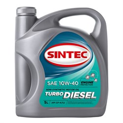 Масло SINTEC Turbo Diesel SAE 10W-40 API CF-4/CF/SJ канистра 5л/Motor oil 5liter can - фото 391688
