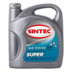 Масло SINTEC Супер SAE 15W-40 API SG/CD канистра 4л/Motor oil 4liter can - фото 391694