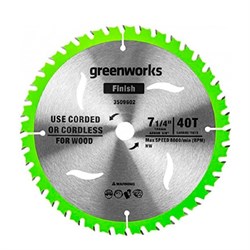 Пильный диск по дереву для циркулярной пилы Greenworks 184x1.75/1.13x20 мм 40T 2943307 - фото 407484