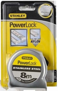 Рулетка POWERLOCK 8М*25ММ с лентой из нержавеющей стали Stanley 0-33-301