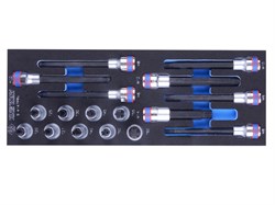Комплект насадок HEX, TORX и SPLINE в ложементе EVA , 1/2", 6-10 мм, T20-T60, 8 - 14, 17 пр KING TONY 9-4147PRV