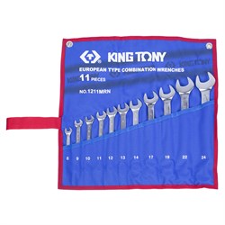 Набор комбинированных ключей, 8-24 мм, чехол из теторона, 11 предметов KING TONY 1211MRN TONY - фото 677335